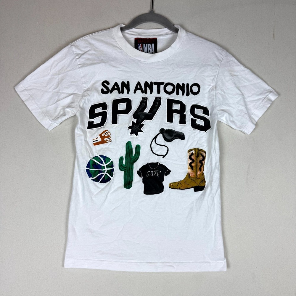 San Antonio Spurs T Shirt Men Small White Graphic Market X NBA Cotton Basketball